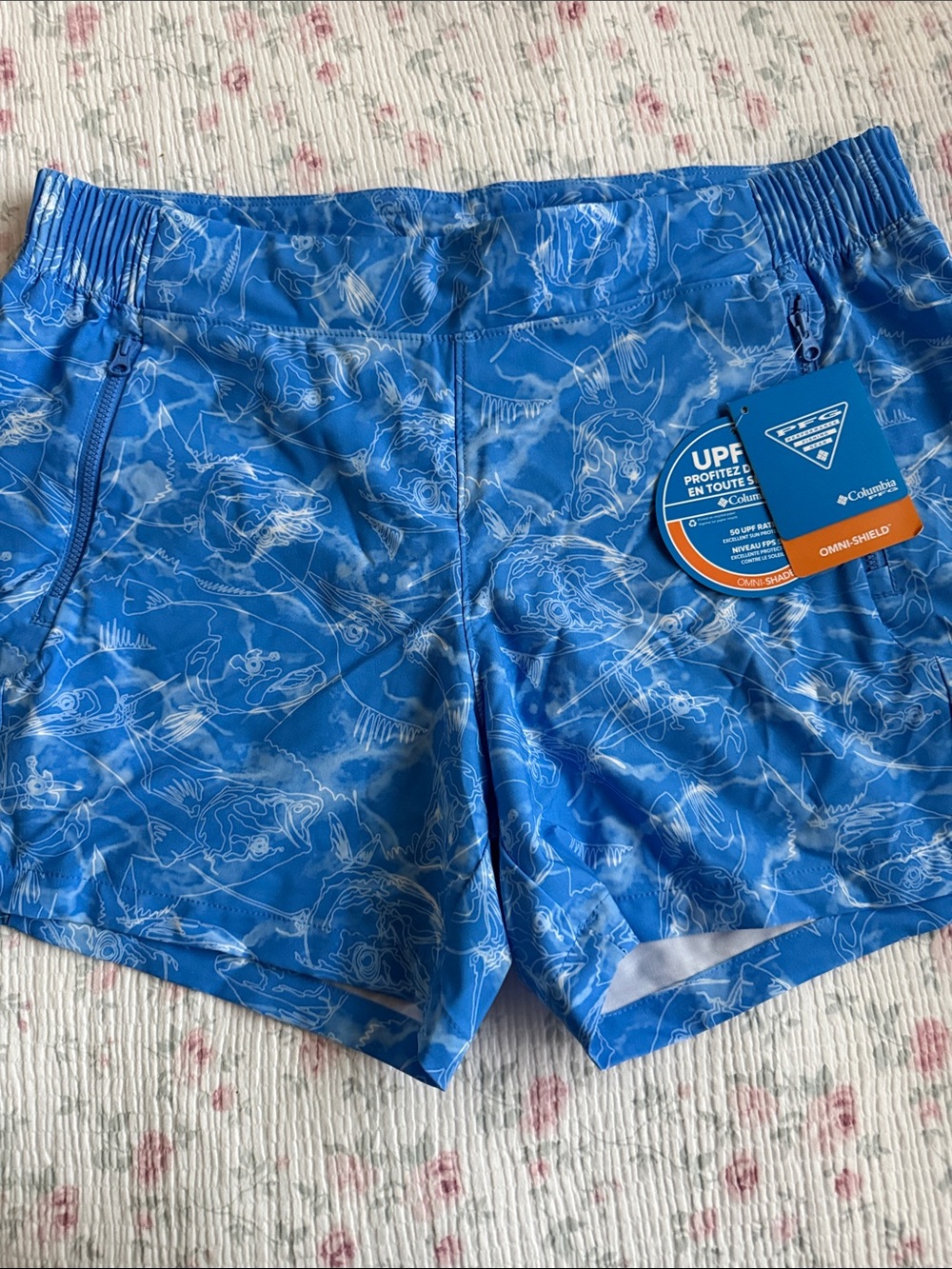 Women’s Columbia Blue Printed UPF Athletic Shorts